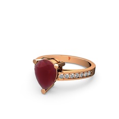 Marvina Damla Tektaş Yüzük - Kök yakut ve swarovski 18 ayar rose altın yüzük #4n5135
