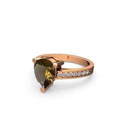 Dumanlı kuvars ve swarovski 14 ayar rose altın yüzük