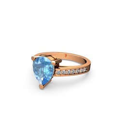 Akuamarin ve swarovski 14 ayar rose altın yüzük