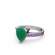 Marvina Damla Tektaş Yüzük - Kök zümrüt ve ametist 925 ayar gümüş yüzük #8ltd6