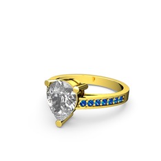Swarovski ve lab safir 8 ayar altın yüzük