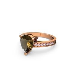 Dumanlı kuvars ve pembe kuvars 8 ayar rose altın yüzük