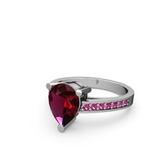 Rodolit garnet 8 ayar beyaz altın yüzük