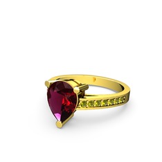 Rodolit garnet ve peridot 8 ayar altın yüzük