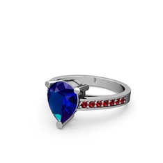 Lab safir ve garnet 18 ayar beyaz altın yüzük