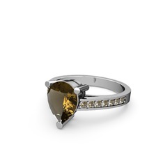 Marvina Damla Tektaş Yüzük - Dumanlı kuvars 925 ayar gümüş yüzük #gthda0