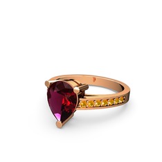 Rodolit garnet ve sitrin 14 ayar rose altın yüzük