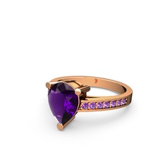 Marvina Damla Tektaş Yüzük - Ametist 8 ayar rose altın yüzük #iputsu