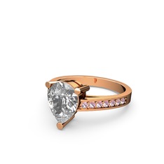 Marvina Damla Tektaş Yüzük - Swarovski ve pembe kuvars 8 ayar rose altın yüzük #mb28x7