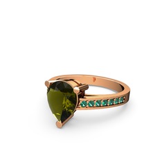 Peridot ve yeşil kuvars 8 ayar rose altın yüzük