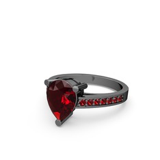 Garnet 925 ayar siyah rodyum kaplama gümüş yüzük