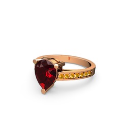 Garnet ve sitrin 14 ayar rose altın yüzük