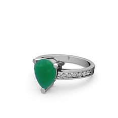Kök zümrüt ve pırlanta 925 ayar gümüş yüzük (0.21 karat)
