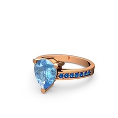 Marvina Damla Tektaş Yüzük - Akuamarin ve lab safir 925 ayar rose altın kaplama gümüş yüzük #snm4bg