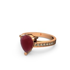 Marvina Damla Tektaş Yüzük - Kök yakut ve dumanlı kuvars 18 ayar rose altın yüzük #u7beoq