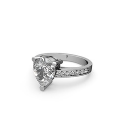 Marvina Damla Tektaş Yüzük - Beyaz zirkon 8 ayar beyaz altın yüzük #w17ktl