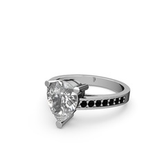 Swarovski ve siyah zirkon 8 ayar beyaz altın yüzük