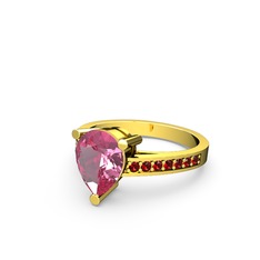 Pembe kuvars ve garnet 8 ayar altın yüzük