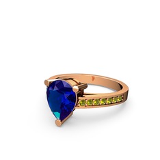 Lab safir ve peridot 14 ayar rose altın yüzük