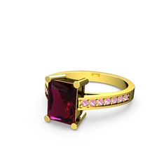 Rodolit garnet ve pembe kuvars 8 ayar altın yüzük