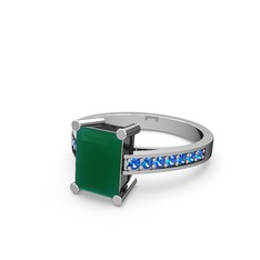 Kök zümrüt ve lab safir 18 ayar beyaz altın yüzük