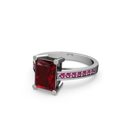 Marvina Dikdörtgen Tektaş Yüzük - Garnet ve rodolit garnet 925 ayar gümüş yüzük #15y3240