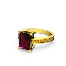 Rodolit garnet ve sitrin 925 ayar altın kaplama gümüş yüzük