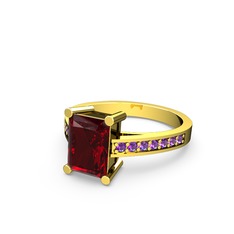 Garnet ve ametist 8 ayar altın yüzük