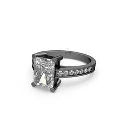 Marvina Dikdörtgen Tektaş Yüzük - Beyaz zirkon ve swarovski 925 ayar siyah rodyum kaplama gümüş yüzük #1c4ya9a