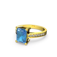 Marvina Dikdörtgen Tektaş Yüzük - Akuamarin ve beyaz zirkon 18 ayar altın yüzük #1cmxvi3
