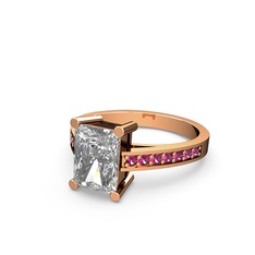 Swarovski ve rodolit garnet 18 ayar rose altın yüzük