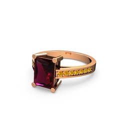 Rodolit garnet ve sitrin 8 ayar rose altın yüzük