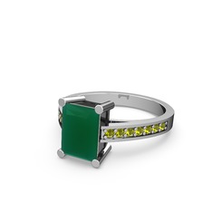Kök zümrüt ve peridot 925 ayar gümüş yüzük