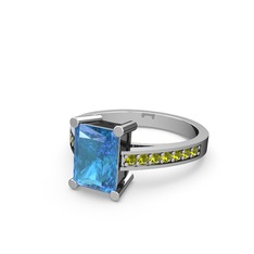 Akuamarin ve peridot 18 ayar beyaz altın yüzük