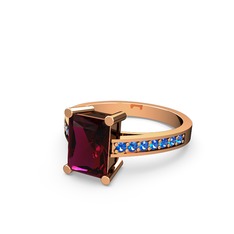 Rodolit garnet ve lab safir 8 ayar rose altın yüzük