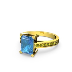 Akuamarin ve peridot 925 ayar altın kaplama gümüş yüzük