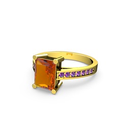 Marvina Dikdörtgen Tektaş Yüzük - Sitrin ve ametist 18 ayar altın yüzük #1wj99i8