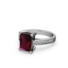 Rodolit garnet ve beyaz zirkon 8 ayar beyaz altın yüzük