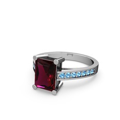 Rodolit garnet ve akuamarin 925 ayar gümüş yüzük