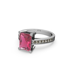 Pembe kuvars ve dumanlı kuvars 925 ayar gümüş yüzük