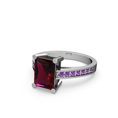 Rodolit garnet ve ametist 925 ayar gümüş yüzük