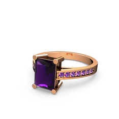 Marvina Dikdörtgen Tektaş Yüzük - Ametist 14 ayar rose altın yüzük #blasmk