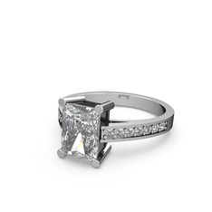 Marvina Dikdörtgen Tektaş Yüzük - Beyaz zirkon ve swarovski 14 ayar beyaz altın yüzük #bnlswc