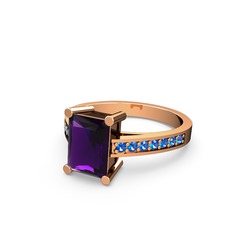 Marvina Dikdörtgen Tektaş Yüzük - Ametist ve lab safir 18 ayar rose altın yüzük #i415pn