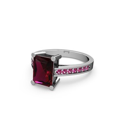Marvina Dikdörtgen Tektaş Yüzük - Rodolit garnet 925 ayar gümüş yüzük #iy94h7