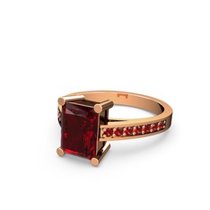 Marvina Dikdörtgen Tektaş Yüzük - Garnet 8 ayar rose altın yüzük #n5w4vv
