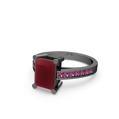 Kök yakut ve rodolit garnet 925 ayar siyah rodyum kaplama gümüş yüzük