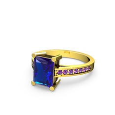 Marvina Dikdörtgen Tektaş Yüzük - Lab safir ve ametist 8 ayar altın yüzük #qvwjxq