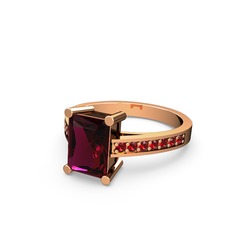 Marvina Dikdörtgen Tektaş Yüzük - Rodolit garnet ve garnet 14 ayar rose altın yüzük #tyoc2d