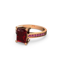Marvina Dikdörtgen Tektaş Yüzük - Garnet ve rodolit garnet 8 ayar rose altın yüzük #xaccxa